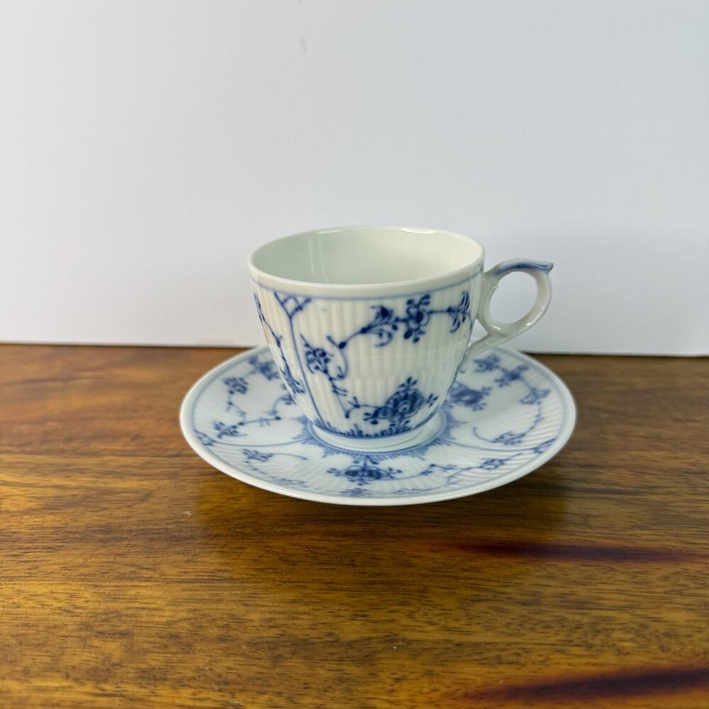 Vintage Royal Copenhagen Teacup and Saucer Blue White Denmark Tea Cup